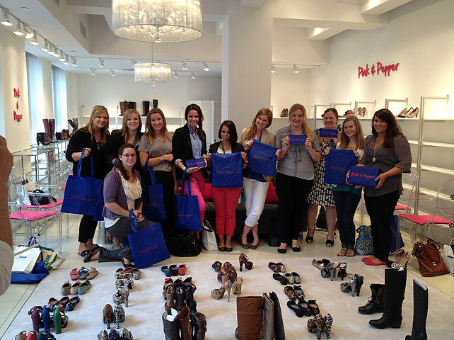 Posing in a Shoe Showroom